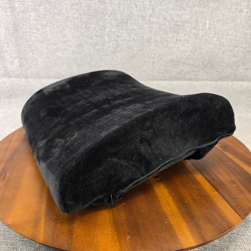 Qutool Black Velour Lumbar Support Pillow Cushion Ergonomic Back Support w/Strap - Picture 5 of 8